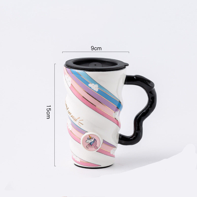 Creative Personality Mug Trend Net Celebrity Mug Office Large-Capacity Ceramic Mug Household Couple Water Mug With Lid - Image 2