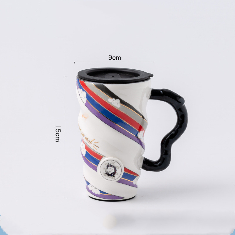 Creative Personality Mug Trend Net Celebrity Mug Office Large-Capacity Ceramic Mug Household Couple Water Mug With Lid - Image 4