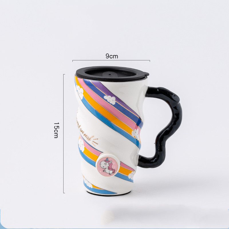 Creative Personality Mug Trend Net Celebrity Mug Office Large-Capacity Ceramic Mug Household Couple Water Mug With Lid - Image 9