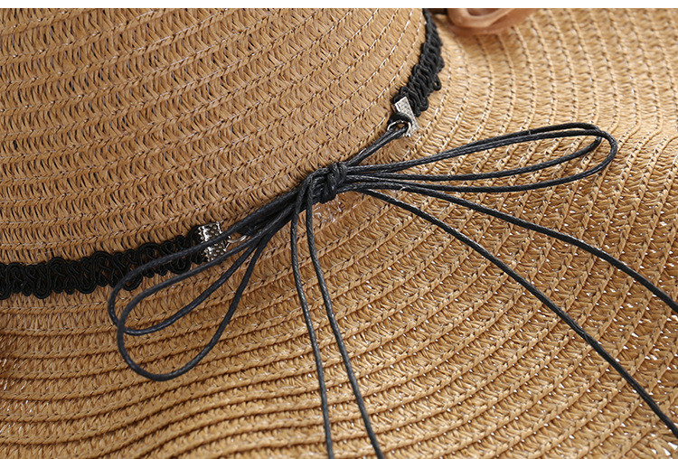 A Sunscreen Han Edition Big Beach Hat Wavy Skirt Together Leather Rope Weaving - Image 9