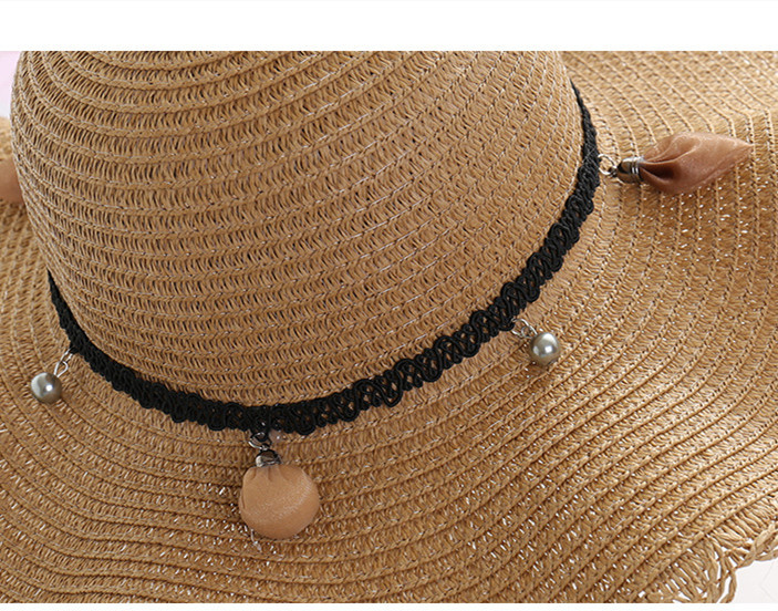 A Sunscreen Han Edition Big Beach Hat Wavy Skirt Together Leather Rope Weaving - Image 3