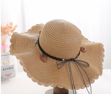 A Sunscreen Han Edition Big Beach Hat Wavy Skirt Together Leather Rope Weaving - Image 7