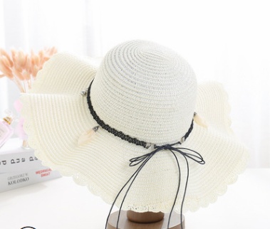 A Sunscreen Han Edition Big Beach Hat Wavy Skirt Together Leather Rope Weaving - Image 8