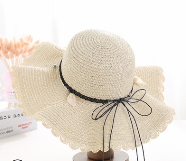 A Sunscreen Han Edition Big Beach Hat Wavy Skirt Together Leather Rope Weaving - Image 4