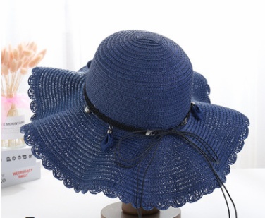 A Sunscreen Han Edition Big Beach Hat Wavy Skirt Together Leather Rope Weaving - Image 6