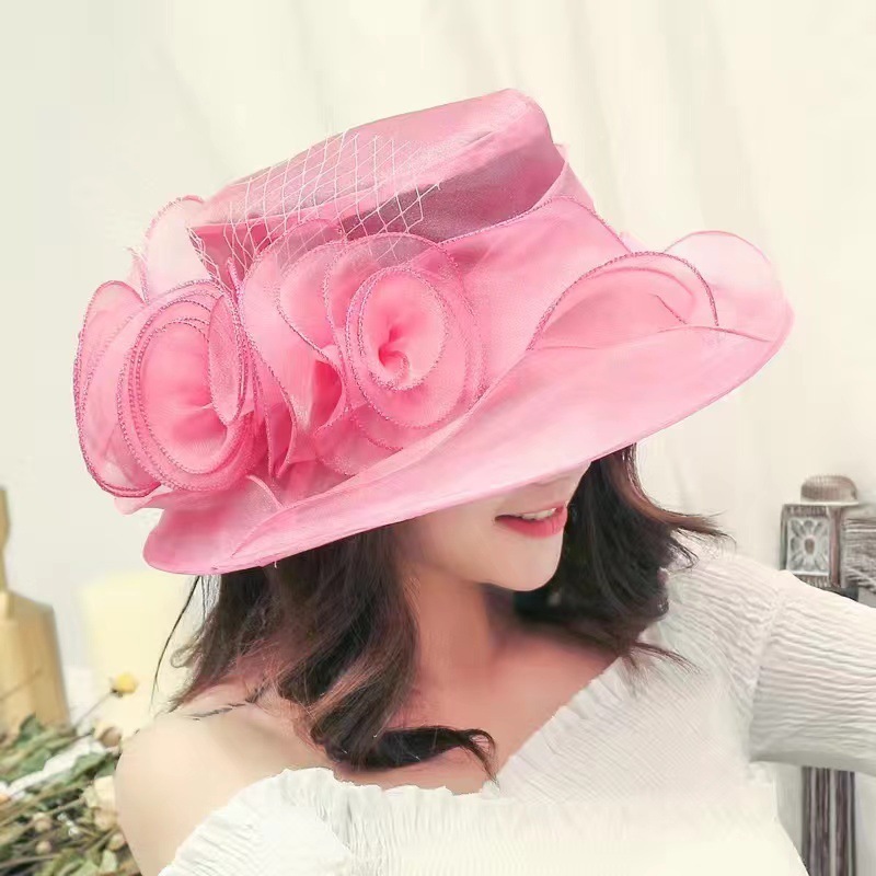 Women's Sun Hat Mesh Bowler Hat Organza Summer Sun Hat - Image 6